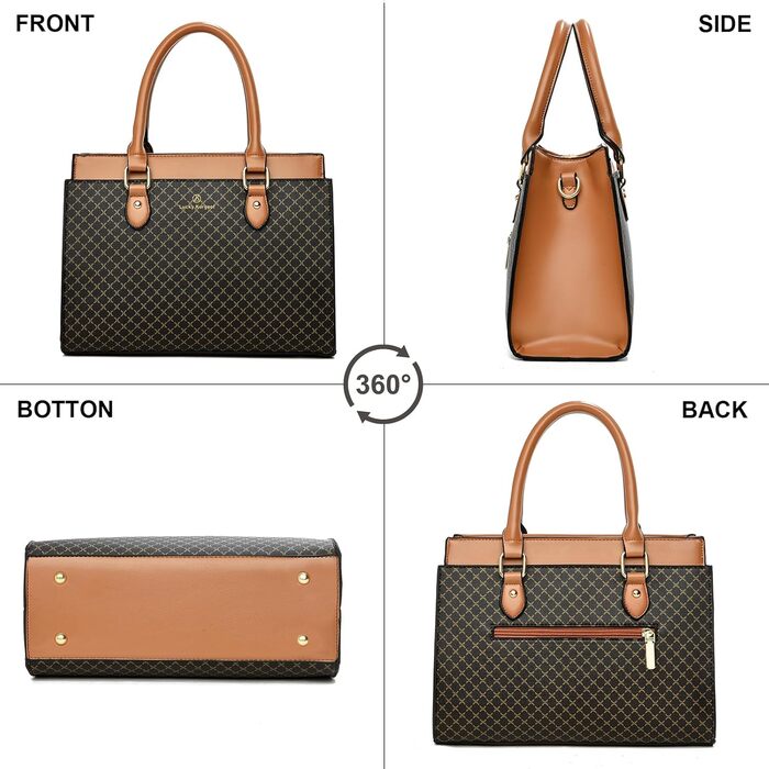 Стильна жіноча сумка-шопер Kurgool з двоколірної шкіри, трендовий дизайн, верхня ручка - кавово-коричнева