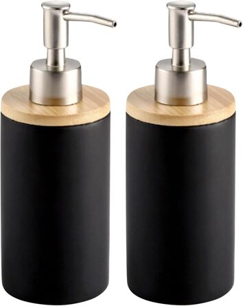 Дозатор для мила з кераміки, 500 мл, з металевим насосом, 2 шт. (білий/чорний)