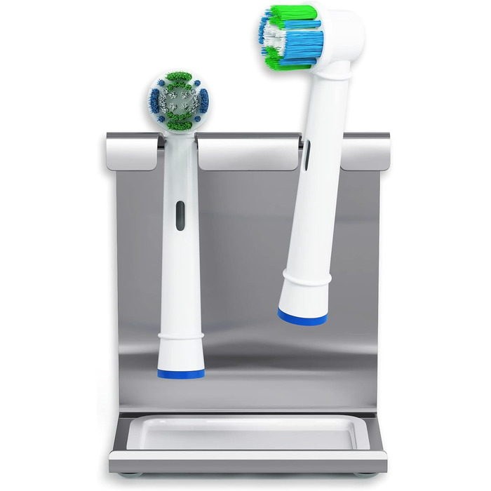 WIETRE Stainless Steel Brush Head Holder with Catch Basin | Fits Oral-B, iO, Philips Sonicare, Waterpik, Fairywill | Toothbrush Holder, Brush Head Holder (2 Pack)