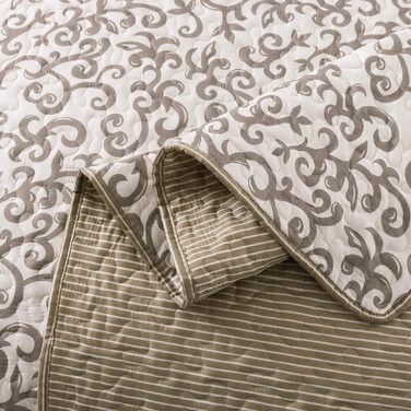 Комплект постільної білизни SLPR 2-частинний – двоспальне ліжко з 1 наволочкою, осінній дизайн пэтчворк, червонуватий відтінок, легка стегане покривало, осінній стиль кантрі (Виноградні лози, Twin)