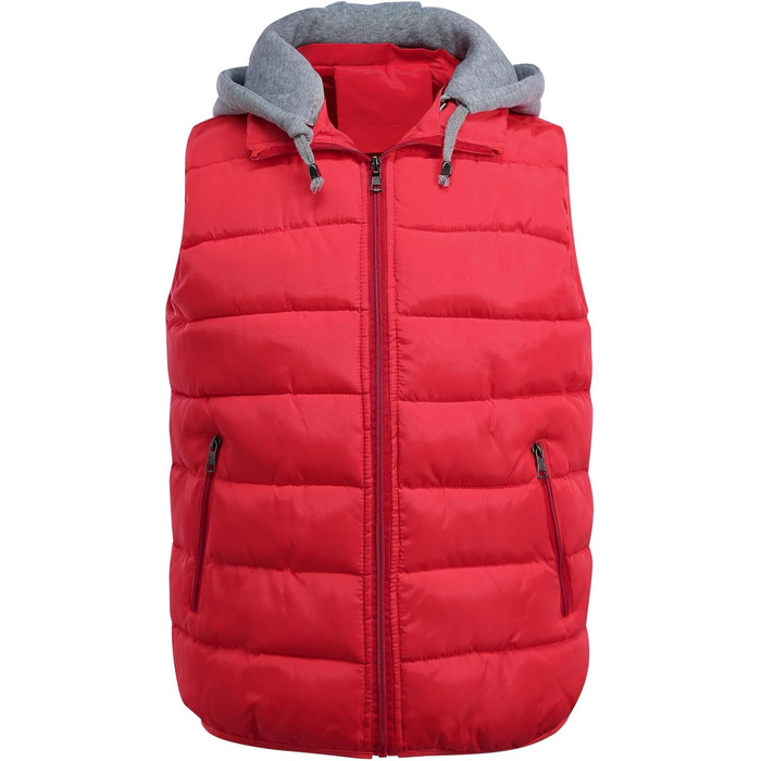 Чоловіча степкова жилетка YOUTHUP з капюшоном, тепла зимова жилетка для активного відпочинку, спортивна жилетка без рукавів (S, Червоний)
