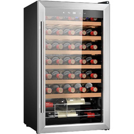 Cecotec Bolero Grandsommelier 34 Bottle Wine Refrigerator - Stainless Steel Compressor Cooler with Adjustable Temperature (5-18°C), Touch Control, LED Interior Lighting