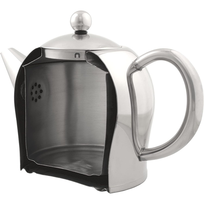 Bredemeijer small, round double-walled stainless steel teapot, 0.5 Liter