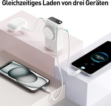 Power Bank iWALK 10000mAh з вбудованим кабелем USB-C (70см), 3 виходи, PD 30W, для iPhone, Samsung, Android, iPad