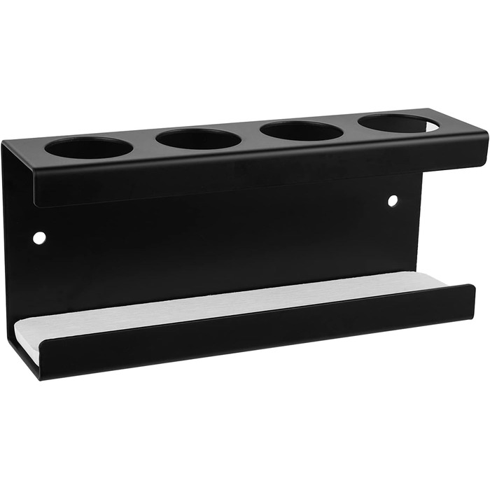 Настінний електричний тримач для зубних щіток на 4 слоти з підставкою для ополіскувача з діатоміту, сумісний з AquaSonic, Kingheroes, Oral-B (Чорний)