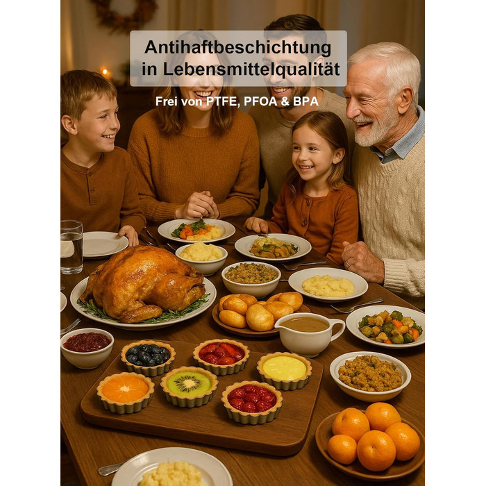 Форми для тартів Yamteck Tarteform 10см (6 шт.) з підйомною основою, золотисті. Антипригарне покриття з вуглецевої сталі для тартів, пирогів, фруктових тортів, різдвяного печива, сімейних обідів та свят. Набір 6 шт.