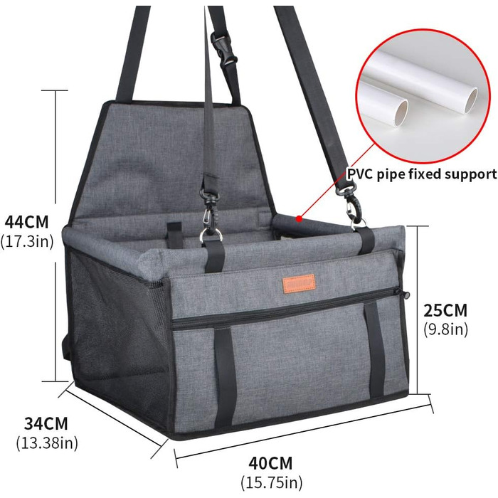 Автокрісло для собак - переноска для маленьких собак з ременем, водовідштовхувальне, стабільне, для заднього та переднього сидіння, чорний, сірий, пісок