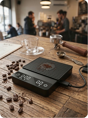Ваги для кави еспресо з таймером, точність 0.1 г, USB-C, кухонні ювелірні ваги до 2 кг