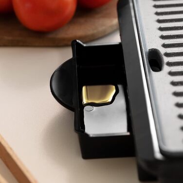 Електричний гриль Cecotec Rock'nGrill Dark 1000 W з антипригарним покриттям, збірник жиру, плаваюча поверхня, 25,4 x 17,5 см, без PTFE, PFOA, Dark Inox