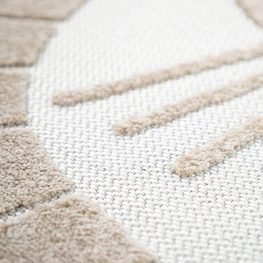Paco Home Kids Rug Children's Room Outdoor Rug Round Play Rug Modern 3D Effect, Size: Ø 120 cm Round, Color: Beige
