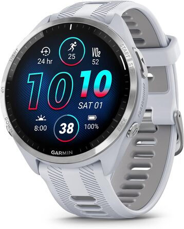 Розумний годинник Garmin Forerunner 965 для бігу з AMOLED-дисплеєм, вимірювання тренувань та відновлення, кольори: Whitestone та Powder Gray