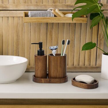 Набір аксесуарів для ванної кімнати, 4 шт., бамбук, карбонізований, ручної роботи, японський стиль