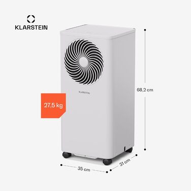 Klarstein Aero Ring Mobile Klimaanlage: мобільний кондиціонер 9000 BTU з функцією охолодження, осушення та вентиляції, керування через додаток та голосове управління, для приміщень до 31 м², енергоефективність A, R290, легкі ролики
