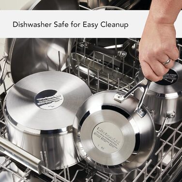 Набір кухонного посуду KitchenAid з нержавіючої сталі, 10 предметів, шліфований нержавіюча сталь