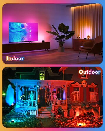 MEIKEE 25W RGB Spotlight with Remote Control, 30 Modes, 10 Colors, Memory Function, RGB Floodlight, IP66 Waterproof, 6 Brightness Levels, Bar, Party, Disco, Celebrations, Stage, Houses, Christmas, Halloween, 2PCS