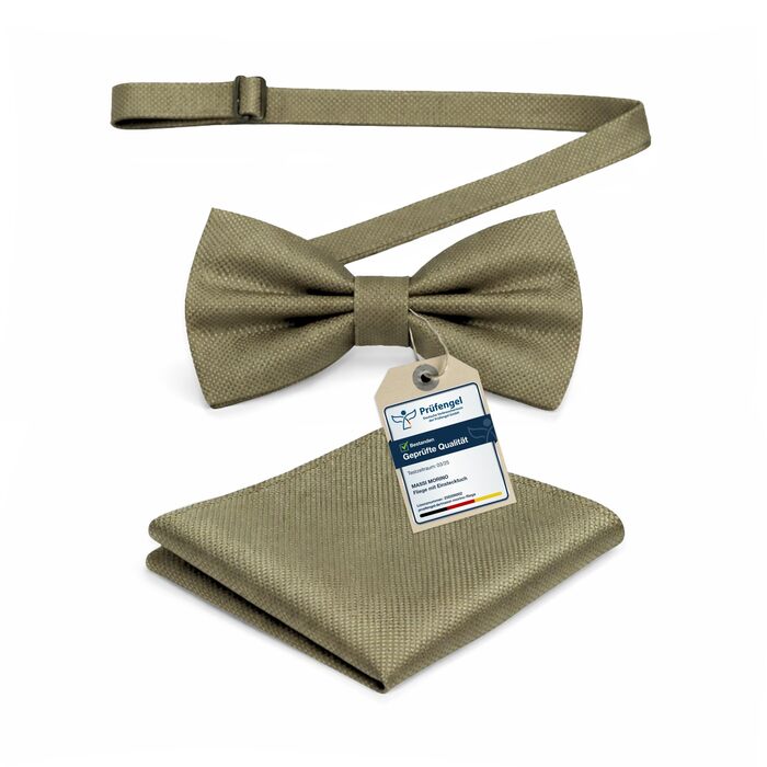 Массі Моріно: Комплект краватка-метелик та нагрудна хустинка для чоловіків - краватка-метелик на весілля, регульована (Salbei)