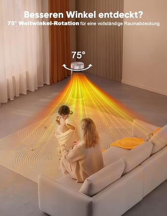 Електричний обігрівач PTC 1800W з пульт дистанційного керування, портативний нагрівач для дому та офісу, керамічний обігрівач з осциляцією 75°, таймером 24 години, 5 режимів, срігано-сірий колір