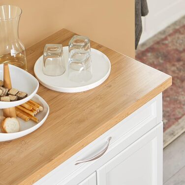 SoBuy Kitchen Trolley with Wheels - Kitchen Island with Countertop, Rolling Cart