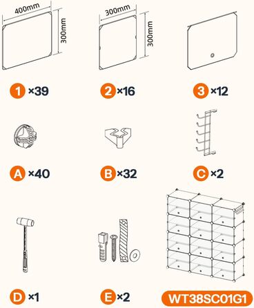 HOOBRO 8-Tier Shoe Rack, Shoe Cabinet, for 32 Pairs of Shoes, 40 x 30 x 30 cm per compartment, narrow, with doors, plastic, for living room, bedroom, hallway, entrance, White EWT28SC01G1 (12 compartments, 120 x 30 x 120 cm), White)