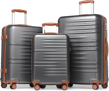 Валіза British Traveller: міцний ABS+PC, розмір 54x36.5x21.5 см, колір білий (сірий, SET)