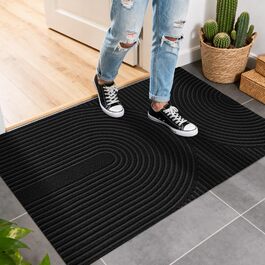 Килимок вхідний FEOMOS 60x90 см, протиковзний вологопоглинаючий килим для дому, передпокою та кухні, чорний