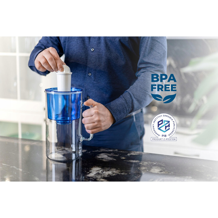 Скляний фільтр-кувшин Wessper D2 BOROSILICATE 3л, синій + 12 фільтрів