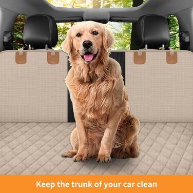 Захисний чохол на сидіння для собак, для автомобілів, позашляховиків та вантажівок з сіткою у вікно, стійкий до подряпин, ковзання та води, з поворотком для прив'язування (Рожевий)