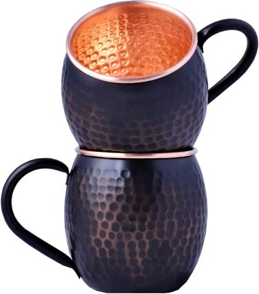 STAGLIFE Black Copper Mug Pure Copper Moscow Mule Mug 2-Piece Set for Men Moscow Mule Mug Copper Mug Moscow Mule Set Copper Mug Copper Cup Moscow Mule Mug Set