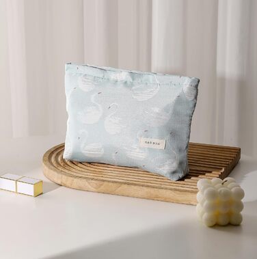 Косметичка для макіяжу 2 шт. Органайзер для косметики для дівчат та жінок. Підходить для подорожей та як подарунок. Колір: блакитний, з лебедем