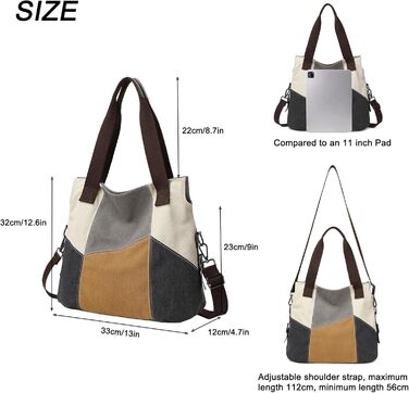 Жіноча сумка-шопер Canvas Retro Hobo великої місткості, сіра повсякденна сумка через плече для навчання та міста