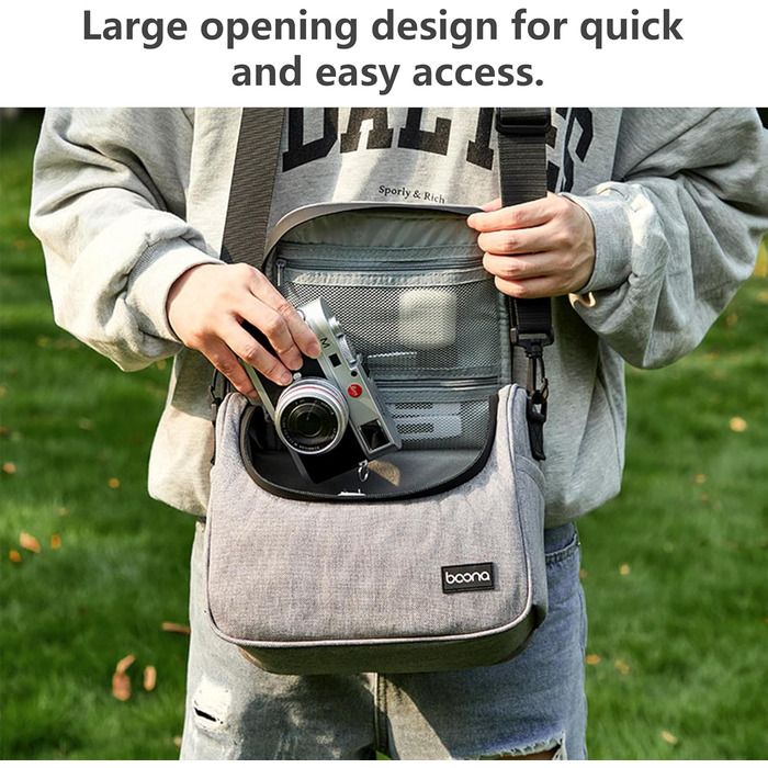 Чохол для камери Linpr: сумка кросбоді для дзеркальних/зеркально-беззеркальних фотоапаратів, водонепроникний, сумісний з Canon/Sony/Nikon (Сірий, Середній)