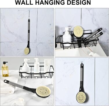 Щітка для спини з довгою ручкою для душу, 55,1 см, чорна. Ідеально для людей похилого віку та з обмеженою рухливістю рук. Для скрабу та здорової шкіри.