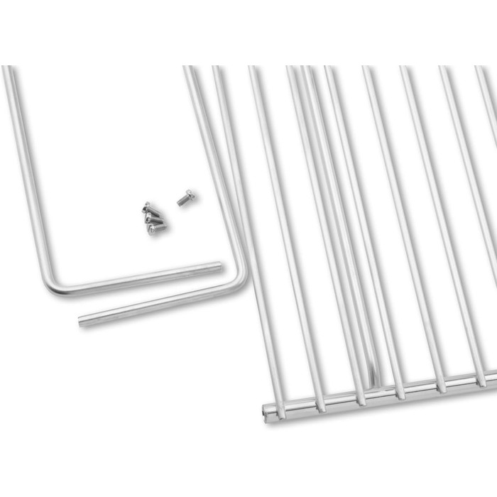 FVLFIL Deos-Grill Stainless Steel Grill Grate with Adjustable Width 55-65X37cm made of European Stainless Steel with Wooden Handles, Adjustable Grill Grate, Extendable Grill Grate