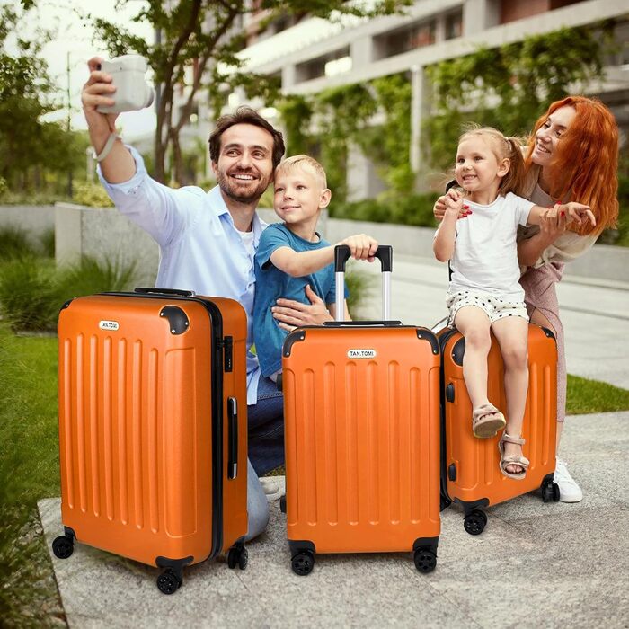 Чемодан ручної поклажі TANTOI, валіза на колесах, жорсткий корпус, кодовий замок, телескопічна ручка, валіза для подорожей та ділових поїздок (світло-оранжевий, L)