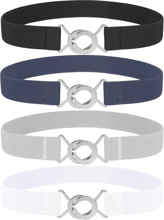 Еластичний ремінь LeaCoolKey для жінок та чоловіків, тонкий, стрейчевий, для суконь та джинсів, чорний, коричневий, білий, блакитний (80 см), розмір талії: 76-90 см