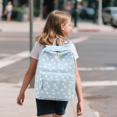 Шкільний рюкзак LEDAOU для хлопчиків та дівчаток-підлітків, білий з ромашками, чорний, блакитний (95)