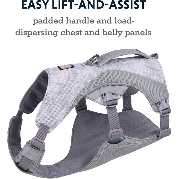 RUFFWEAR Swamp Cooler Dog Harness and Handle, Lightweight Running Gear Keeps Pets Cool in Hot Weather, Adjustable, Durable & Cooling, 2 Leash Ports, Graphite Gray (Large/XL, 81-107cm)