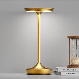 LED настільна лампа бездротова IP54 для вулиці та дому, 6000mAh, керований сенсорний вимикач, 3 кольори, для кемпінгу та офісу (Золота)