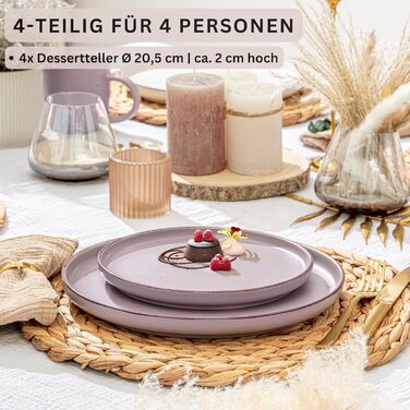 Набір керамічних мисок Sänger VALUE COLLECTION (4 шт.), 700 мл, фіолетові, для мюслі та десертів, миючі в посудомийній машині, мікрохвильовка, стійкі до подряпин