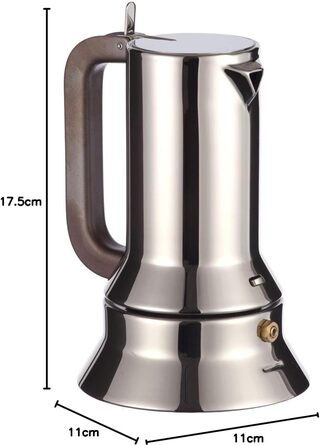 Alessi Espresso Machine, 3 Cups, for Induction, Stainless Steel, Silver, 7 x 11.5 x 14 cm, 9090/3, 7 x 11.5 x 14 cm Single