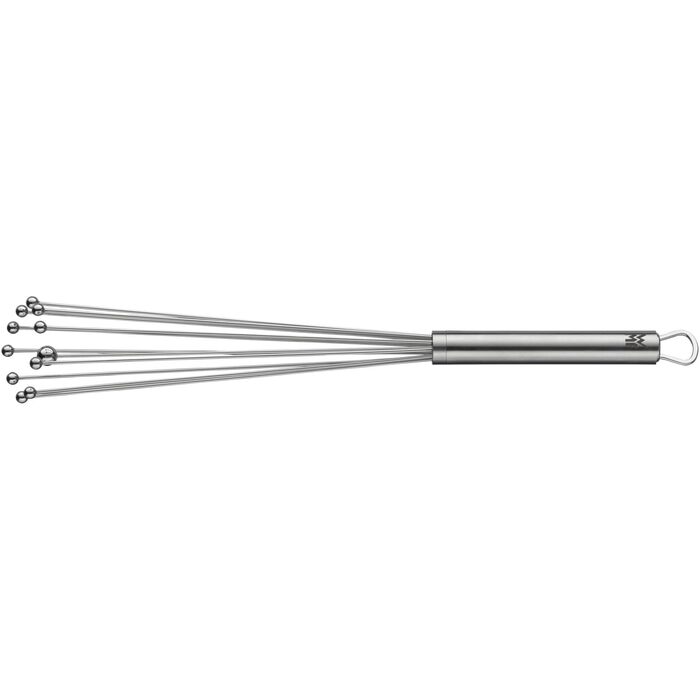 Міксер WMF Profi Plus Rührblitz з силіконовими кульками, Cromargan нержавіюча сталь, термостійке силікон до 200°C, з отвором для підвішування. Ідеальний для збивання та приготування соусів.