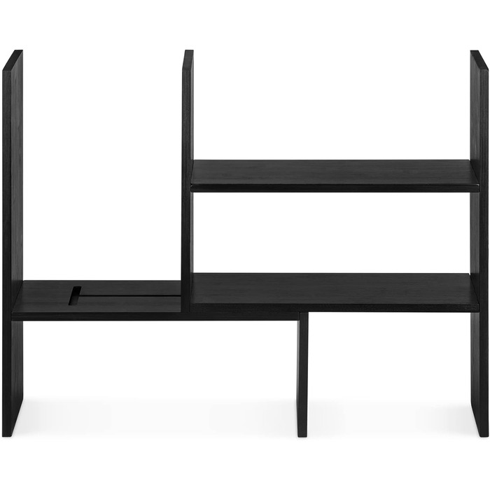 Navaris Acacia Desk Organizer 64x15.5x40 - Desk Shelf Organization System Adjustable - Corner Shelf for Kitchen Office Bathroom Shelf Attachment - Natural (Black)