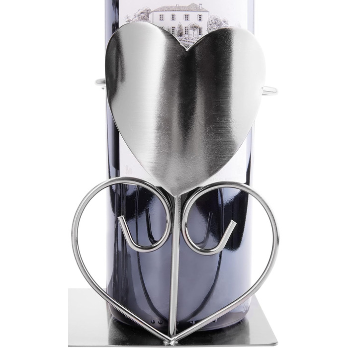 BRUBAKER Wine Bottle Holder, Loving Couple with Lantern for Tealight - Metal Sculpture Bottle Stand - 26.5 cm - Wine Gift for Couples, Pair Gift - with Greeting Card