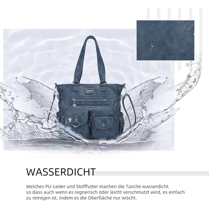 Сумка жіноча KL928 через плече, велика, PU шкіра, чорно-сіра з багатьма відділеннями