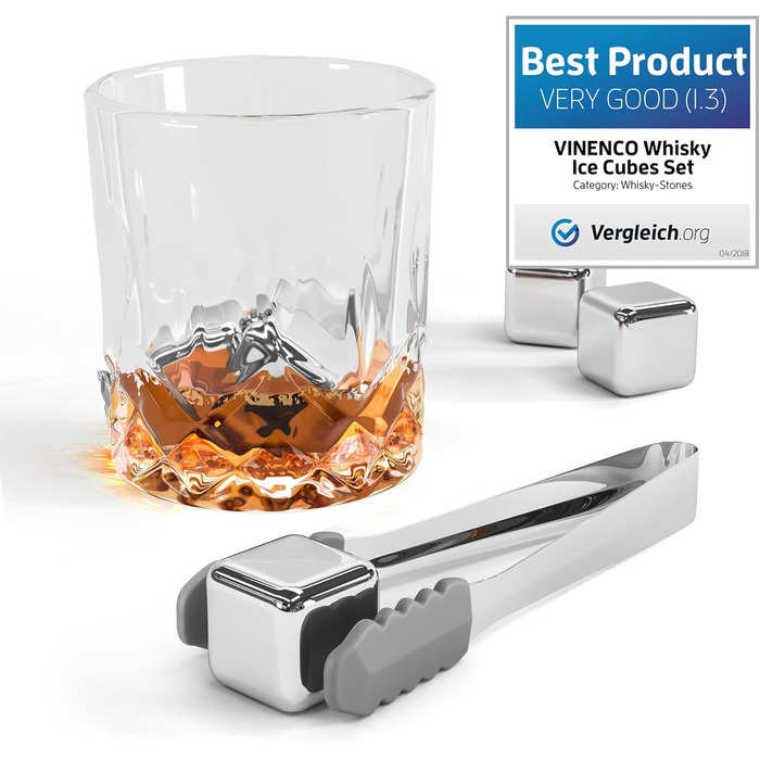 Набір кубиків льоду для віскі з нержавіючої сталі (8 шт.) - 12 шт. кубиків, щипці, мішечок, аксесуар для бару, коктейлів, джин