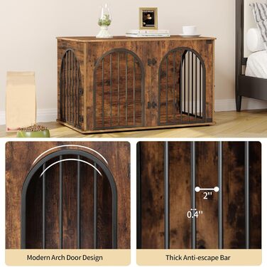 Клітка для собак Hzuaneri, 100 см, 3 двері, сучасний дизайн, для дому, висока міцність, 100 x 60 x 63 см, вінтажний колір, DFC84101B