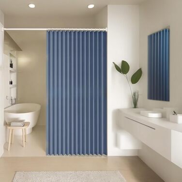 Шторка для душу з льону, водовідштовхувальна, з магнітною фіксацією, 120x200 см, блакитна