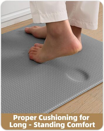 Килимок для кухні COLOR&GEOMETRY 44x150 см, неслизький, з ПВХ, водо- та олієстійкий, з гумовою основою. Підходить для кухні, пральні, коридору (сірий)