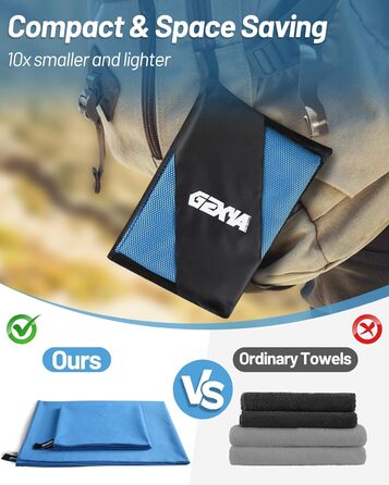 Набір рушників з мікрофібри GZXYA (180x60 см + 2шт 80x40 см), Швидковисихаючі, для спорту та басейну, Колір: Морська хвиля