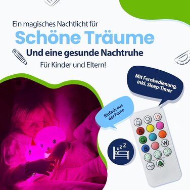 Unicorn Night Light Large – Rechargeable Night Lamp with Tap Function & Remote Control – for Babies and Children – Baby Lamp & Kids Lamp – for Nursery, Children's Room & as a Children's Toy
